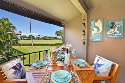 A cozy outdoor dining area perfect for enjoying fresh air and scenic island views