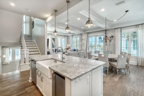 Kitchen Island with a Beach View