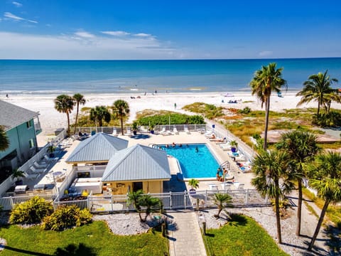 Pool area is just steps away from the beautiful white sand beach