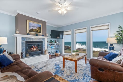 Living area with oceanfront views