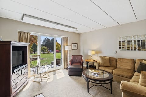 Well-appointed living room with patio access