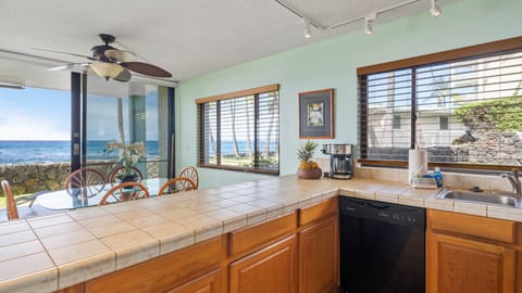 Beautiful ocean views all around. Well-appointed upgraded kitchen with full-size appliances, cookware, and everything needed to prepare meals at home.