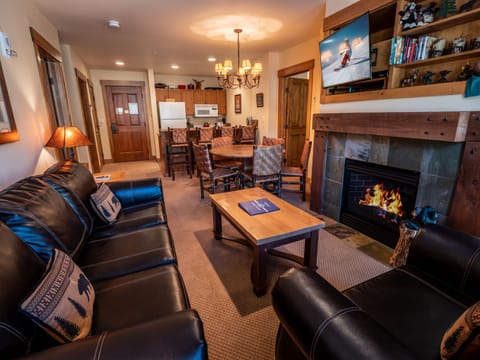 Living room with cozy fireplace
