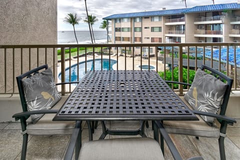 Beautiful Ocean and Pool Views from your Lanai. Overlook the saltwater pool and enjoy spectacular sunsets, dolphin sightings, and seasonal whales from your private lanai.