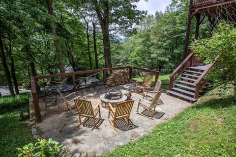 Fire Pit with Rocking Chairs