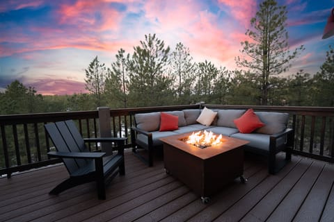 Back Porch Fire Pit + Endless views of Ponderosa Pines.  Wood Mountain to the SW