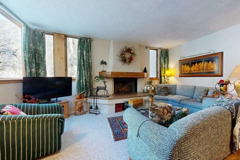 Spacious Living Room with Fireplace