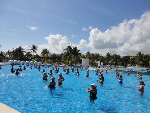 Aerobics at one of the many pools at this beautiful resort!