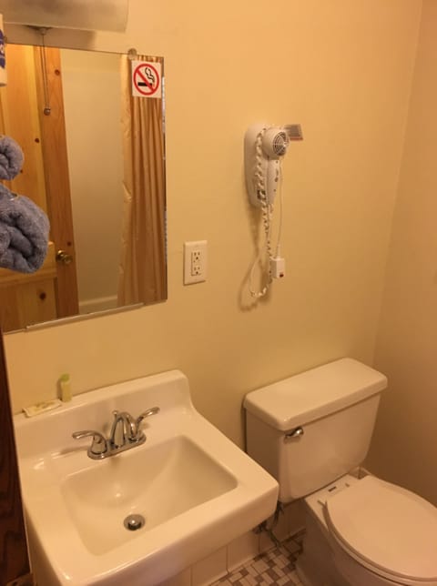 Combined shower/tub, deep soaking tub, hair dryer, towels