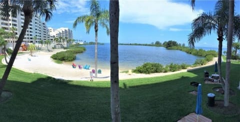 A view of the private beach and lagoon