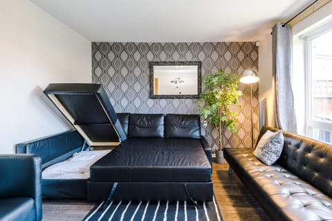 Sturdy Double sized sofa bed in the lounge with storage