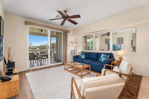 Fairway Villas B21 is a beautifully furnished second-floor, 2-bedroom, 2-bath condo overlooking the 1st hole of the Robert Trent Jones Jr.-designed Beach Course.
