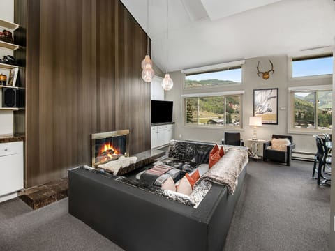 Living Room w/ TV & Gas Fireplace