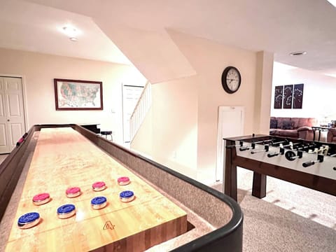 Game Room | New in 2024! Arcade games, shuffleboard, foosball, board games and pool table + popcorn machine! 
