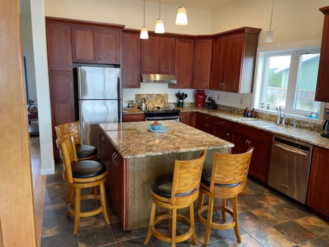 Open concept kitchen, dining and family room