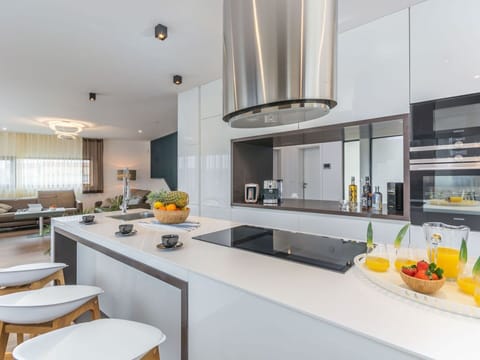 Kitchen, Interior Design, Countertop, Furniture, Light Fixture, Flooring, Ceiling, Cabinetry, Kitchen Appliance, Home