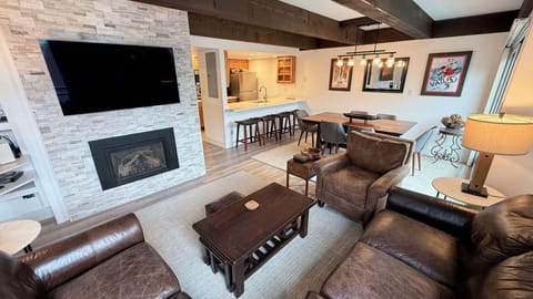 Gas fireplace in living area