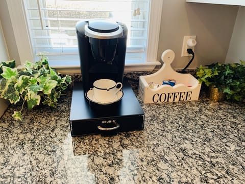 Keurig coffee makers with pods provided for our guests