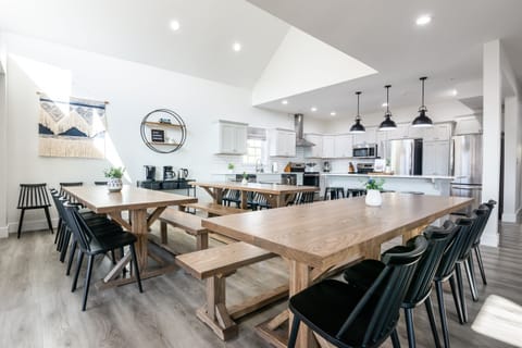 Custom handmade dining tables and benches by a local craftsman