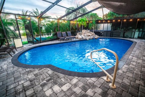 New pavers with waterfall.