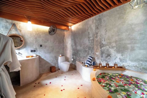 Pool Suite | Bathroom | Combined shower/tub, deep soaking tub, hair dryer, bathrobes