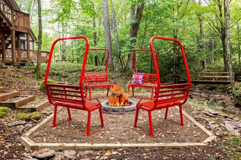 Chairway to Heaven Firepit overlooking the stream is the perfect Instagram photo