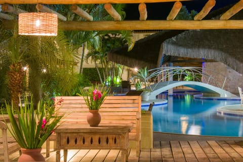 Indoor pool, outdoor pool, pool umbrellas, sun loungers