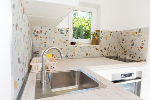 Deluxe Apartment | Private kitchen | Fridge, oven, stovetop, dishwasher