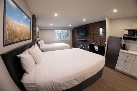 Deluxe Room, 2 Queen Beds, Non Smoking, City View | In-room safe, desk, laptop workspace, blackout drapes