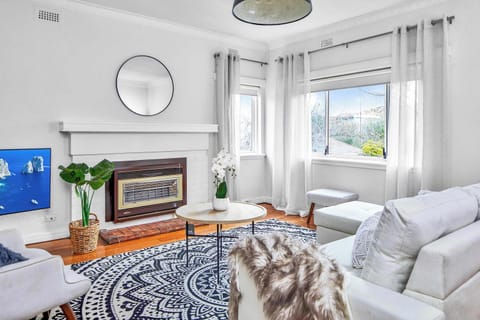Light and bright living room with heater