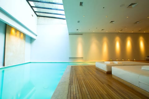 Indoor pool, open 7:00 AM to 8:00 PM, sun loungers