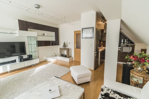 Deluxe Apartment | Living room | Flat-screen TV