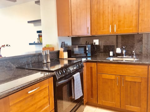 electric stove and lots of storage in remodeled kitch