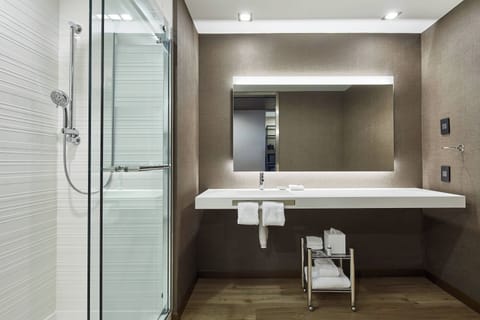 Room, 1 King Bed with Sofa bed | Bathroom | Shower, free toiletries, hair dryer, bathrobes