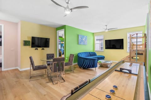 Loft w/ Shuffleboard Table, Game Console & Mini Jungle Gym