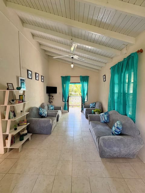Bright  living room , with direct access to the patio.
