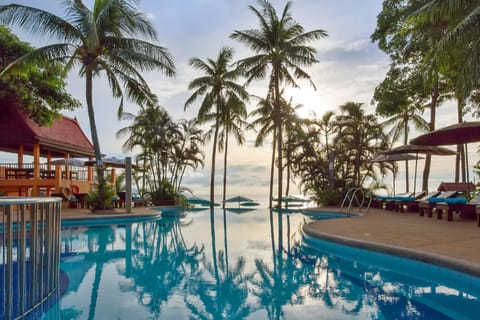 Outdoor pool, sun loungers