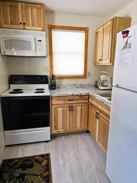 Kitchen is compact but has all the essentials.