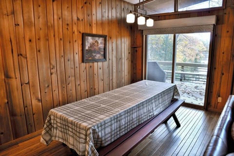 Large dining room table for mealtime get togethers.