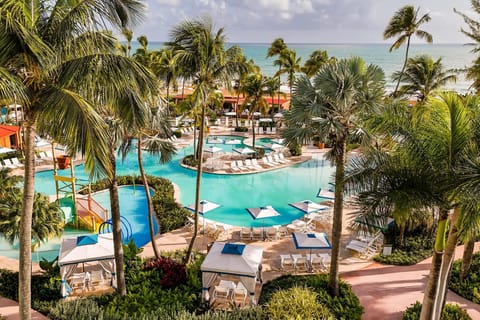 5 outdoor pools, open 8:00 AM to 10:00 PM, cabanas (surcharge)