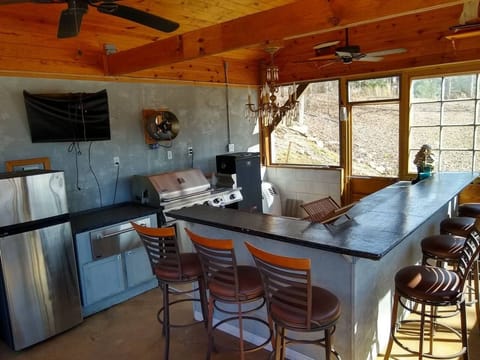Outside Kitchen with lots of sitting area