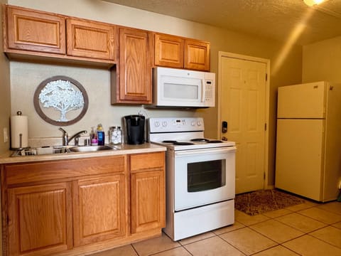 Kitchen is stocked to prepare a simple meal