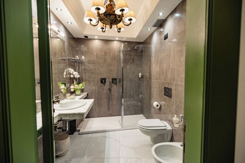 Free toiletries, hair dryer, bidet, towels