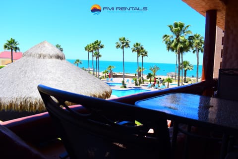 Balcony with a beautiful view of the Sea of Cortes and pool side