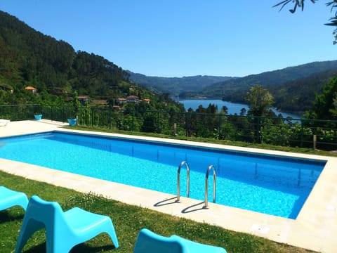 Seasonal outdoor pool, sun loungers