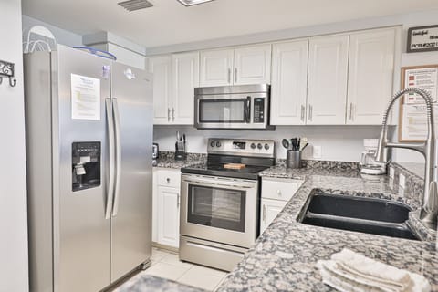 Fully stocked kitchen.