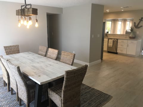 dining table with 8 chairs, handmade by my husband