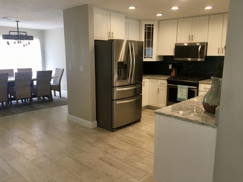 open kitchen with everything you need including coffee maker.