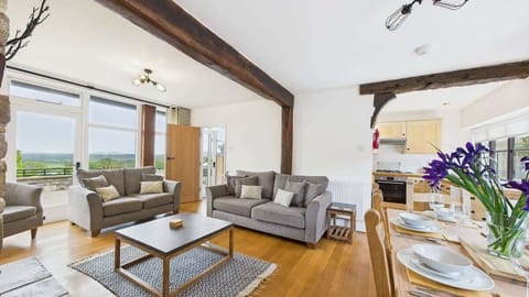 Open plan kitchen, dining and sitting room. 