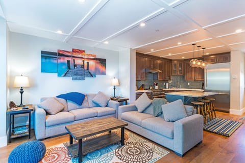 Open great room with stunning Tahoe views